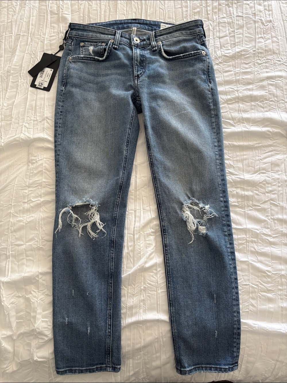 rag & bone Distressed Light Blue Skinny Jeans